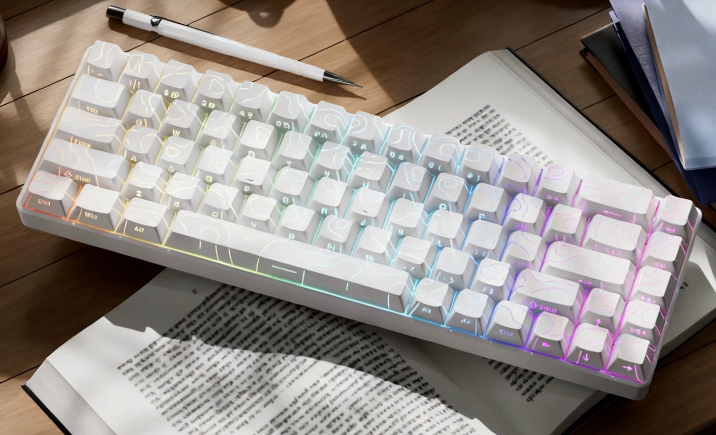 EWEADN MT68, Black/ White, wireless, 68 Keys