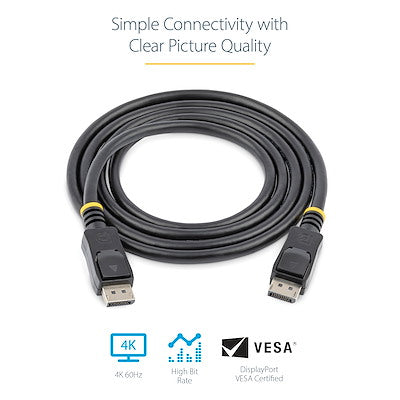 3ft (91cm) DisplayPort 1.2 Cable - 4K x 2K Ultra HD VESA Certified DisplayPort Cable - DP to DP Cable for Monitor - DP Video/Display Cord - Latching DP Connectors