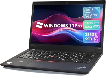 Refurbished Lenovo ThinkPad T490, Intel Core i5-10th Gen, 14'', Black