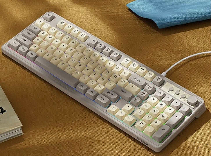 Eweadn G98, Black/ Gray, Wired, Mute Keyboard, Multimedia Knob, Multi Key No Impact, FN Shortcut Key