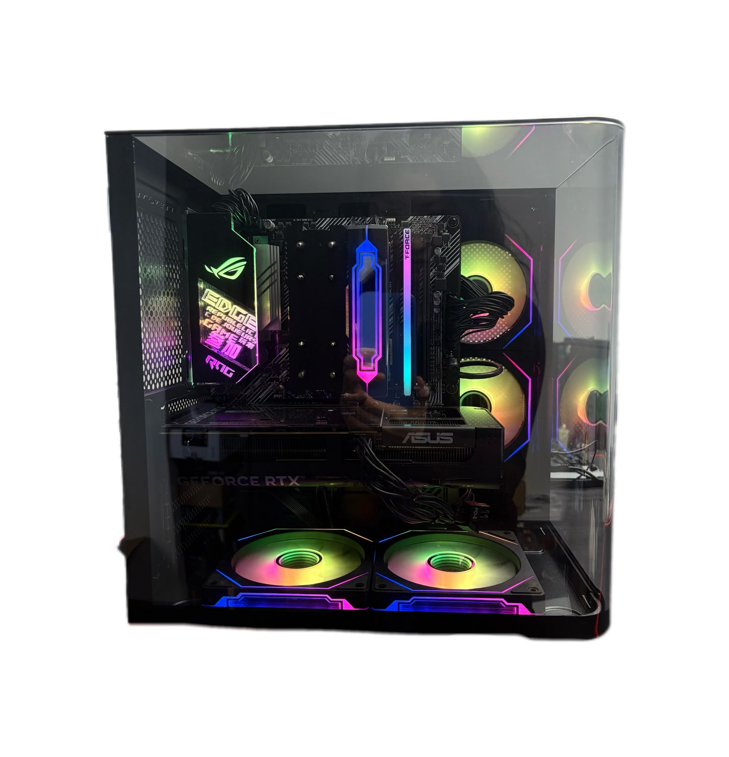 Gaming PC, Black/ White, Ryzen 5 5500, Tower Fan, ROG STRIX B550-A WIFI II, 16GB DDR4, 1 TB, RTX5060/ RX 9060XT, Win 11 Pro, MS 365