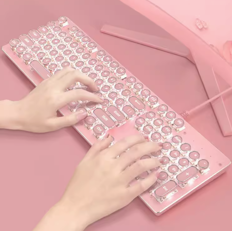 Punk 120 Key wireless Keyboard Pink